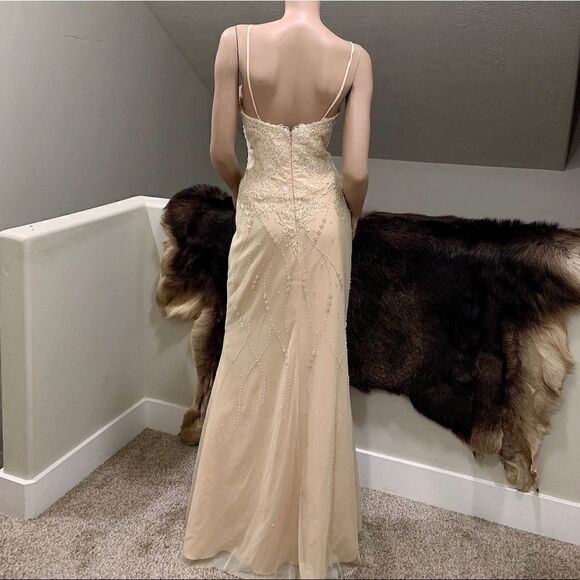 Custom Sample Embroidered Floral Lace, Crystal Beads & Pearls Gown with Shawl - Picture 11 of 17